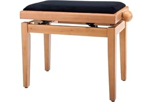 Classic Cantabile Piano Bench Cherry-Bright-Matte (Very Stable Spindle Scissor Mechanism, Height Adjustable from 47-56 cm, Seat 55 x 32 cm)