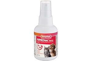 Beaphar – FIPROTEC – Spray au Fipronil dosé à 2,5 mg/ml – Solution pour pulvérisation cutanée pour chiens et chats – Agit contre les puces, les tiques et les poux broyeurs – Flacon de 100 ml
