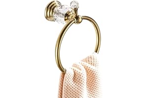 WOLIBEER Goldener Handtuchring, Kristall-Handtuchhalter, poliertes Messing, glitzernd, Badzubehör, Wandmontage