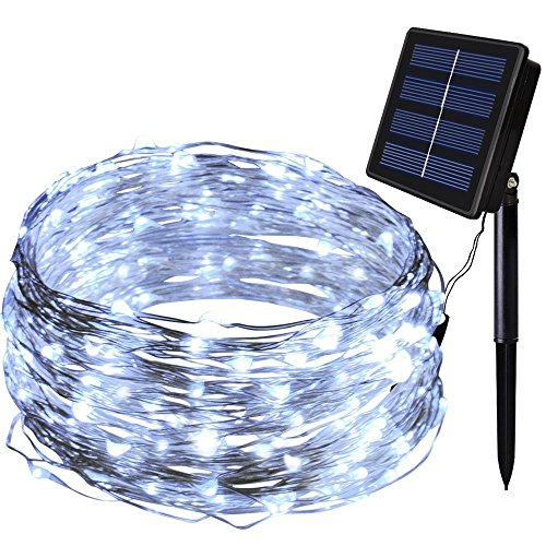 Luces led de cuerda solar blanco puro 72ft 22 metros 200 LEDs 8 modos de luz de hadas al aire libre decoración de la llevó las luces de la cuerda para Patio Gardens Homes paisaje fiesta de bodas