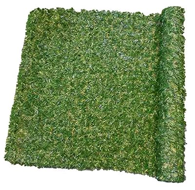 ECG Haie de Verdure 195 Brins maillés PVC Haute Qualité Vert Foncé/Vert Clair/Marron 300 x 7,5 x 150 cm