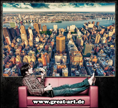 GREAT ART New York Skyline in der Dämmerung Wanddekoration – Wandbild Metropole Motiv XXL Poster (140 x 100 cm) - 9