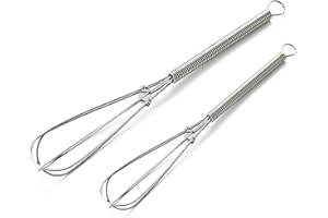 Lumi Zenva Mini Fouet Mousseur à Œufs Set de 2 (13 cm 18 cm) en Acier Inoxydable Fil Épais Poignées Solides pour Cuisiner Mélanger Battre Remuer