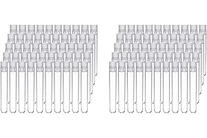 KVSERT 200 tubos de ensayo de plástico transparente con tapas de rosca blancas, contenedores de muestra, de 12 x 75 mm