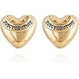 Juicy Couture Goldtone Signature Logo Heart Stud Earrings, One Size, Metal, glass stone