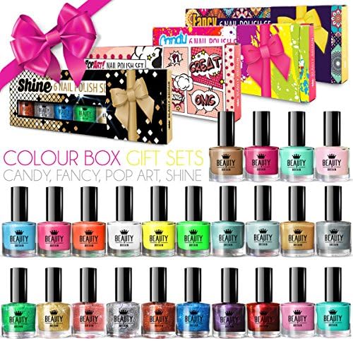 24 x Luxury Nail Polish 24 Different Shades 4 Gift Boxes High Quality Glitter Pastel Pearl Bright