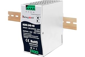 Alimentatore da guida DIN 48V, 240W, 5A; trasformatore da 230v a 48v led, guida DIN, alimentatore da 48 volt, trasformatore a campana, ReleyWell, NDR-240-48