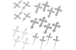 QOZJI Ciondolo a croce in metallo da 20 pezzi, ciondolo a croce, creazione di gioielli con ciondolo in lega, forniture artigianali per orecchini, bracciali, collane fai da te