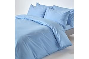 Homescapes 2-teiliges Perkal-Bettwäsche-Set blau aus 100% ägyptischer Baumwolle, 1 Bettbezug 135x200 cm & 1 Kissenbezug 48x74 cm