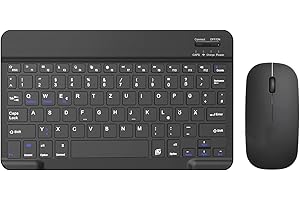 COEZFE Kabellose Bluetooth Tastatur & Maus, Ultraflache drahtlose Tastatur (Deutsches QWERTZ-Layout) mit Maus für iPad/Samsung/Lenovo/Tablets & andere iOS Android Windows-Geräte, Schwarz