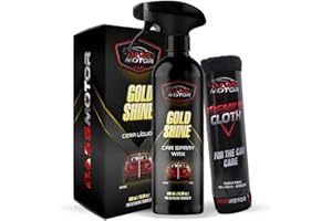 BASS MOTOR BassMotor Cera Líquida Rápida para Coche Moto Abrillantador Carrocería Brillo Efecto Espejo Repelente Hidrofobico Brillante con Spray Líquido Exterior Encerado - Gold Shine 500ml + Bayeta Premium