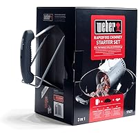 Weber 17631 Grillstarterset für Holzkohlegrills, 3 in 1: Anzündkamin, 2 kg Briketts, 3 Anzündwürfel