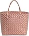 Produktbild normani Einkaufstasche Shopper geflochten aus Kunststoff - robuster Strandkorb Vintage Style 38cm x 25cm x 28cm Farbe Stripe Bonbon/Orange