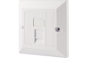 rhinocables CAT5e Ethernet Faceplate | Double 2 & Quad 4 RJ45 Gang Wall Sockets | Simple CAT 5 Setup for Printers, VoIP, Phones & More | Network Expansion for Home or Business (1 Port,Pack of 1)