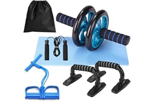 MAGIC SELECT Ruota addominale. Rullo per addominali con manici in gomma EVA e tappetino per ginocchia. Allenamento corpo intero. Roller addominale fino a 220 kg.