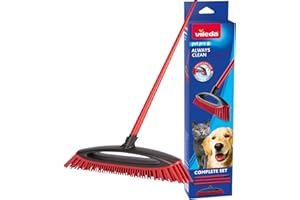 Vileda Pet Pro Always Clean - Scopa in gomma perfetta per rimuovere i peli di animali domestici, attira e raccoglie sporco e peli di animali domestici, sicura ed efficace per tutti i pavimenti, facile