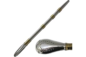 GAUCHO BRUNO Lungo Bombilla Direttamente da Bere Yerba Mate in Acciaio Inox con Oro Polsini e Filtro disarmable