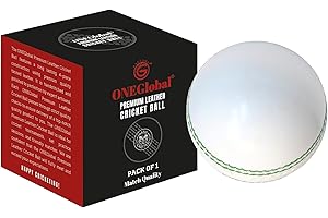 ONEGlobal Premium Leather Cricket Ball | 100% Handcrafted, 156g - 5.5oz, 4-Piece Construction & Premium Tanned Leather | Ideal for League Matches, Tournaments, Net Practice