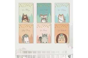 lulupila Bilder Kinderzimmer Deko Poster Babyzimmer Wohnzimmer A4 Kinderposter Kinderbilder Tiere Tiermotive Waldtiere für Kinder Junge Mädchen (6er Set - V19)