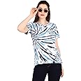 Stories.Label Women's Tie Dye Printed Cotton Tshirt in Ribbed Neck, Regular Fit Half Sleeves Tops for Girls Stylish (Size S - 5XL)