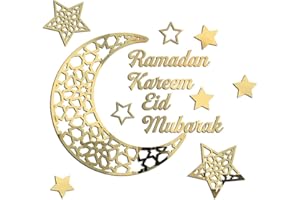 RUNMEIHE Décorations Ramadan 2024, 3D DIY Eid Mubarak Autocollants Muraux Art Décor, Ramadan Kareem Lune Étoile Décalques Muraux Acryliques pour la Maison Islamique Cadeaux Musulmans