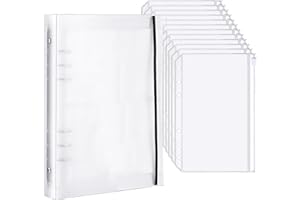 YEYIT Segregator A5 z 12 kieszeniami do segregatora i 1 okładką do segregatora, plastikowa, przezroczysta, wodoodporna koperta budżetowa, kieszenie na dokumenty z zamkiem błyskawicznym z otworami