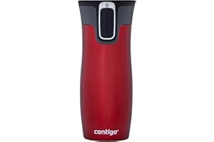 Contigo West Loop Autoseal Travel, Thermique en acier inoxydable, Fiole à vide, Gobelet étanche, Tasse à café avec couvercle facile à nettoyer sans BPA, Rouge, 470 ml