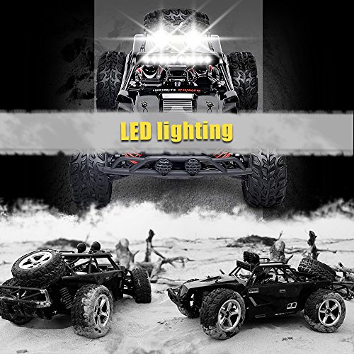 Vatos RC Car Off Road High Speed 4WD 40km/h 1:12 Scale 50M Remote Control 15 Mins Playing Time 2.4GHz Electric Vehicle Buggy Truck with LED Night Vision (Li Battery&USB Cable Included) (BLACK)