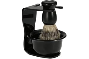 LOOGBH JZK 3 en 1 afeitado manual Kit de Brocha de afeitar, Brocha de afeitar afeitar Bowl afeitar Sostenedor para de los hombres aseo conjunto