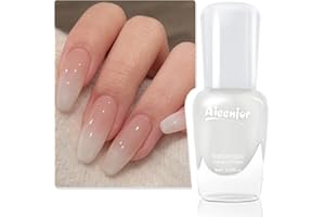 Aieenjor Smalto Unghie Bianco Latte A Base D'Acqua Pelabile E Non Tossico Adatto Per Feste Di Matrimonio, Concerti Ecc. Jelly Milky White Nail Polish 8ml