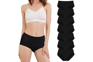 Aurmly 6 Packs Women's High Waist Knickers, Full Coverage Cotton Underwear Women, Ladies Pants Gift for Women S-XL