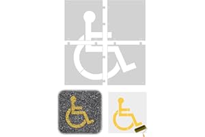 DIEGIMR Handicap Stencil for Parking Lot, Disabled Bay Car Floor Sign ADA Handicap Icon Stencil Wheelchair Symbol Only Demountable Handicap Template Large Reusable Handicap Pavement Stencil