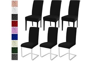 EOZAKAVOD Pokrowce na Krzesła do Jadalni Zestaw 6 Pokrowce na krzesła z Oparciem Uniwersalny Pokrowce na Krzesło zdejmowane, pokrowców na krzesła do Hotelu, na Ceremonię, Restauracji(Czarny, Zestaw 6)