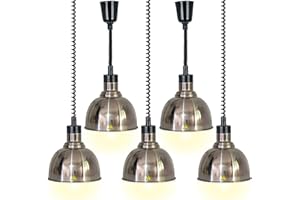 ‎VFDZ Lebensmittel Wärmelampe, Kommerzielle Speisenwärmer Lampe, 250W Wärmelampe für Speisen, Buffet Heizlampe Einziehbares Hängende für Buffets und Küche Esszimmer(A-25cm, 5 Stück)