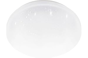 Eglo Plafón LED POGLIOLA-S, diámetro 26 cm, aplique de pared, con efecto de cristal de acero y plástico, lámpara de sala de estar, lámpara de cocina y de despacho, lámpara para techo del pasillo