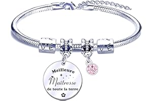 FGHJK Cadeau Maitresse Cadeau de fin d'année Scolaire Bracelet Maitresse Cadeau Maîtresse d'école Cadeau Bracelet Femme Cadeau Maîtresse école Cadeau Noel Maitresse