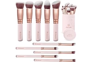 LAMORA Set Pinceaux Maquillage Kabuki - Pour Fond de Teint, Blush, Poudre, Contouring - Collection de 10 Pinceaux avec Poils Synthétiques pour le Maquillage des Yeux et du Visage