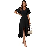 Shasmi Girl's & Women's Pleated Midi Dress with Flutter Sleeves | V-Neck Western Dress for Women | Elegant A-Line Summer Outf