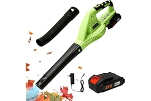 EAGERMINDS Soplador inalámbrico de hojas de 21 V con batería y cargador,Velocidad 15000r/min,Soplador Trituradora 2 en 1,soplador eléctrico para el mantenimiento del césped y la descarga de la nieve (1 batería)