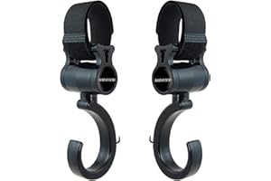 Babyfond 2 Pack Buggy Clips Pram Clips Stroller Hooks Pushchair Hooks 360 Degree Swivel Firm Non-Slip Stroller Hook for Shopping Bags, Handbag or Change Bag on Your Stroller Pram Pushchair Black
