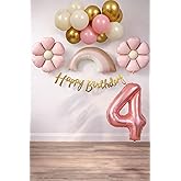 Retro 4 Year Old Daisy Themed Baby Girl Concept Birthday Set
