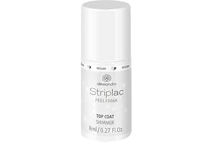 ‎ALESSANDRO alessandro Striplac Top Coat Shimmer - UV-Überlack für ein schimmerndes Finish & brillianten Glanz – Schnelltrocknend und schützend – Vegan und tierversuchsfrei – 8 ml