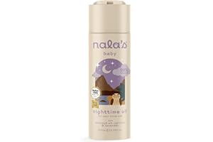 Nala's Baby Nighttime Oil | Award-winning | 99% Natural | Dermatologically-tested and Paediatrician-approved | Coconut Oil, Apricot, Lavender | Vegan | 200ml | Nalas Baby