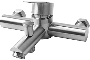 REAQUE Grifo Para Bañera, Mezclador Monomando, con Desviador Manual, Montaje en Pared, con Salida de Ducha y Baño