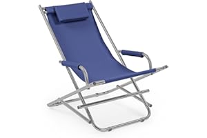 DECOR SPACE Decorspace Chaise longue en aluminium avec coussin "Bascula", plage de soleil de jardin et de mer (Blue, 1)