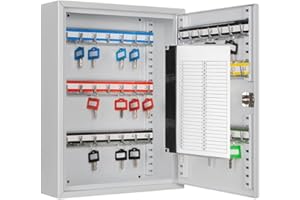 ‎MELSMETALL Melsmetall Key Cabinet with 42 Hooks - Key Cabinet SD42 - Robust Steel Key Box, Lockable Safe, Magnetic Exterior, Height-Adjustable Strips, Wall Mounting (35 x 27 x 8 cm)