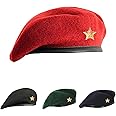 IndianEcraft Woolen Rajputana Army Style Beret Cap for Men & Women with Star Badge