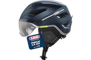 ‎ABUS ABUS Stadthelm Pedelec 2.0 ACE - Fahrradhelm mit Rücklicht, Visier, Regenhaube, Ohrenschutz - für Damen und Herren