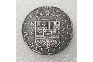 QUEAMBLER Moneta da collezione, artigianato antico, 1731 ottone spagnolo, placcato argento, dollaro d'argento, moneta d'argento rotonda