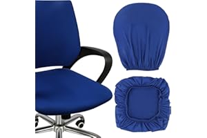 GHVACZS Niebieski pokrowiec na krzesło biurowe, nadający się do prania, elastyczny pokrowiec na krzesło biurowe, nadaje się do większości krzeseł biurowych, 38-48 cm (pokrowiec na oparcie i poszewka